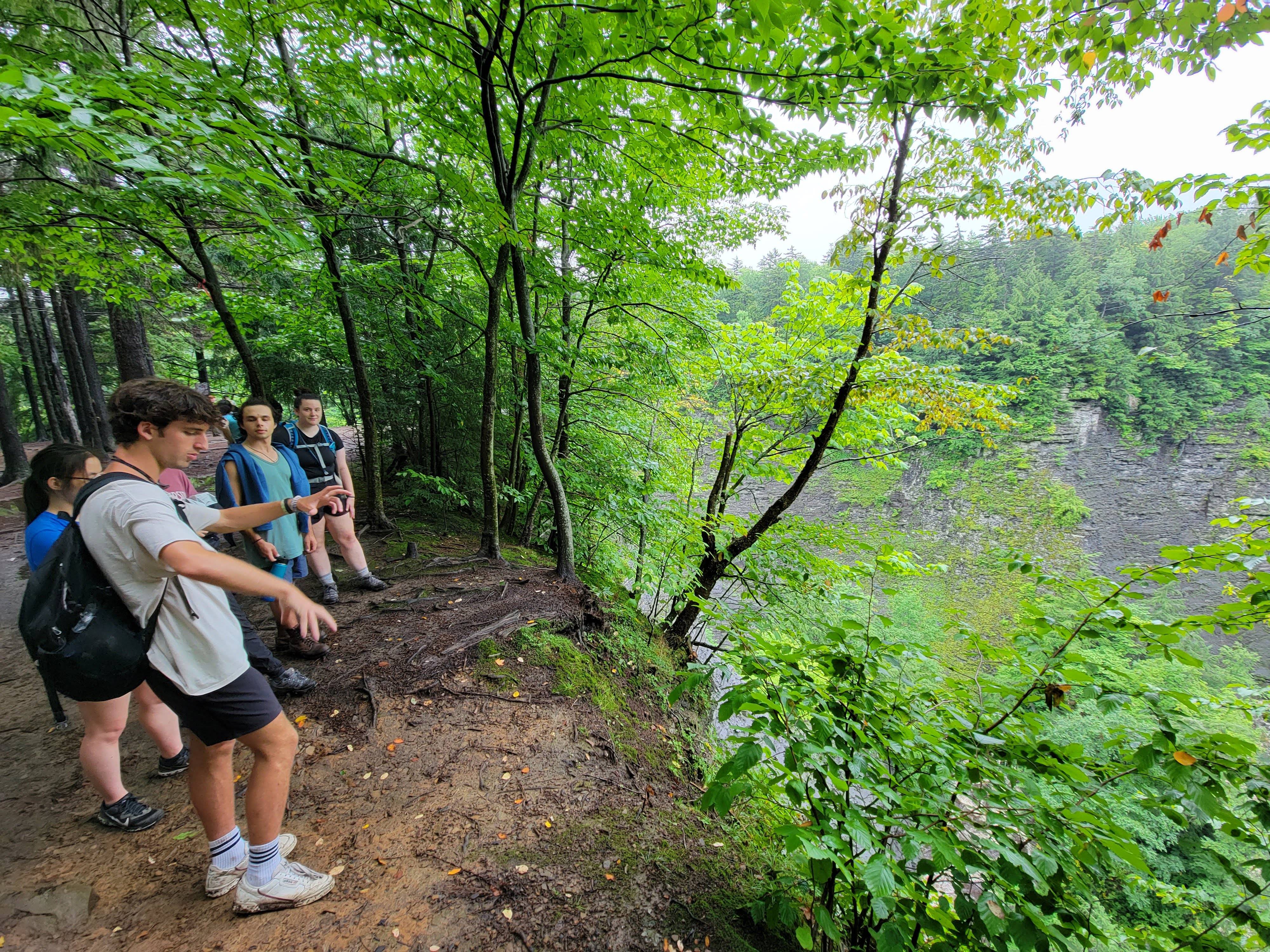 Students walking on a hiking trail
