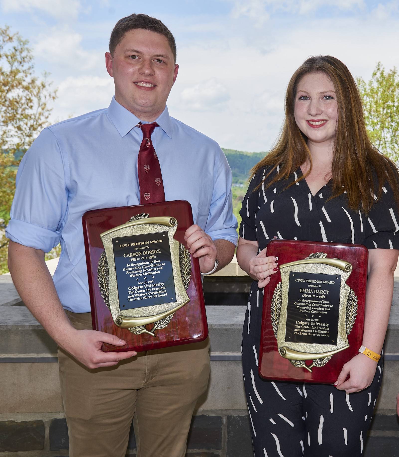 2022 award winners Carson Durdel ’22, and Emma Darcy ’22