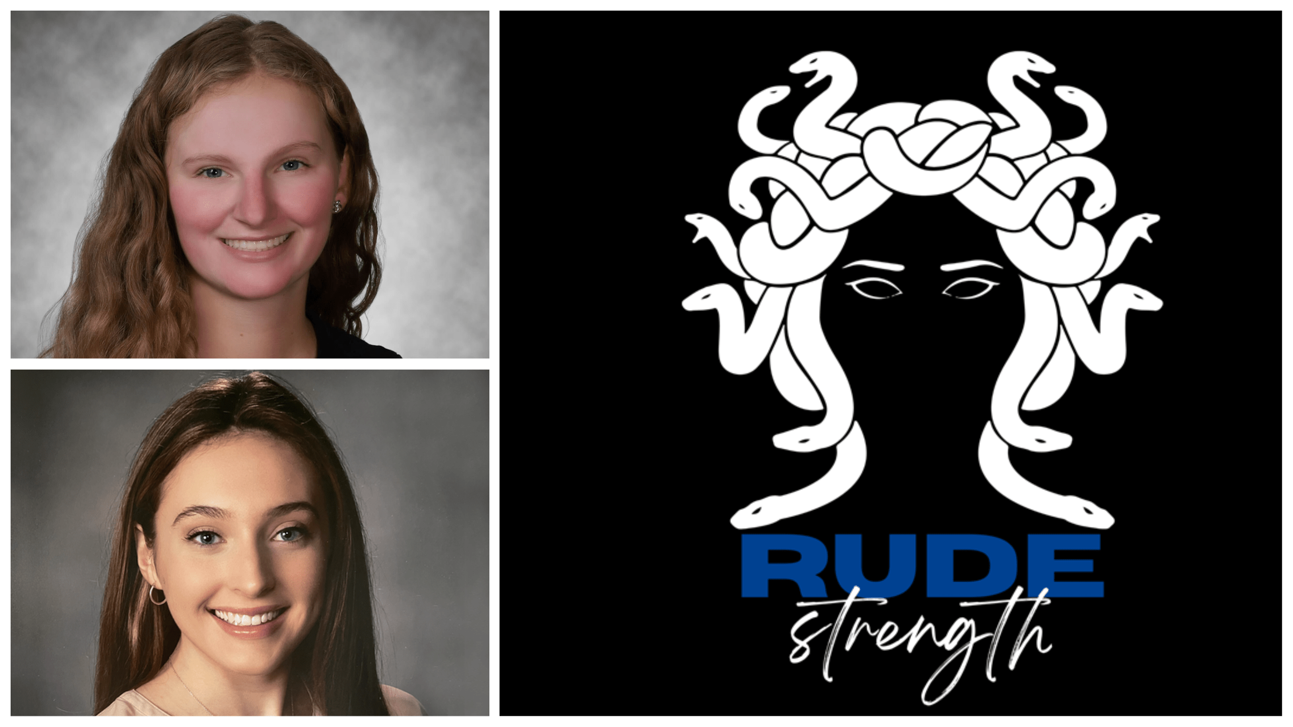 RUDE Strength logo and two founder headshots