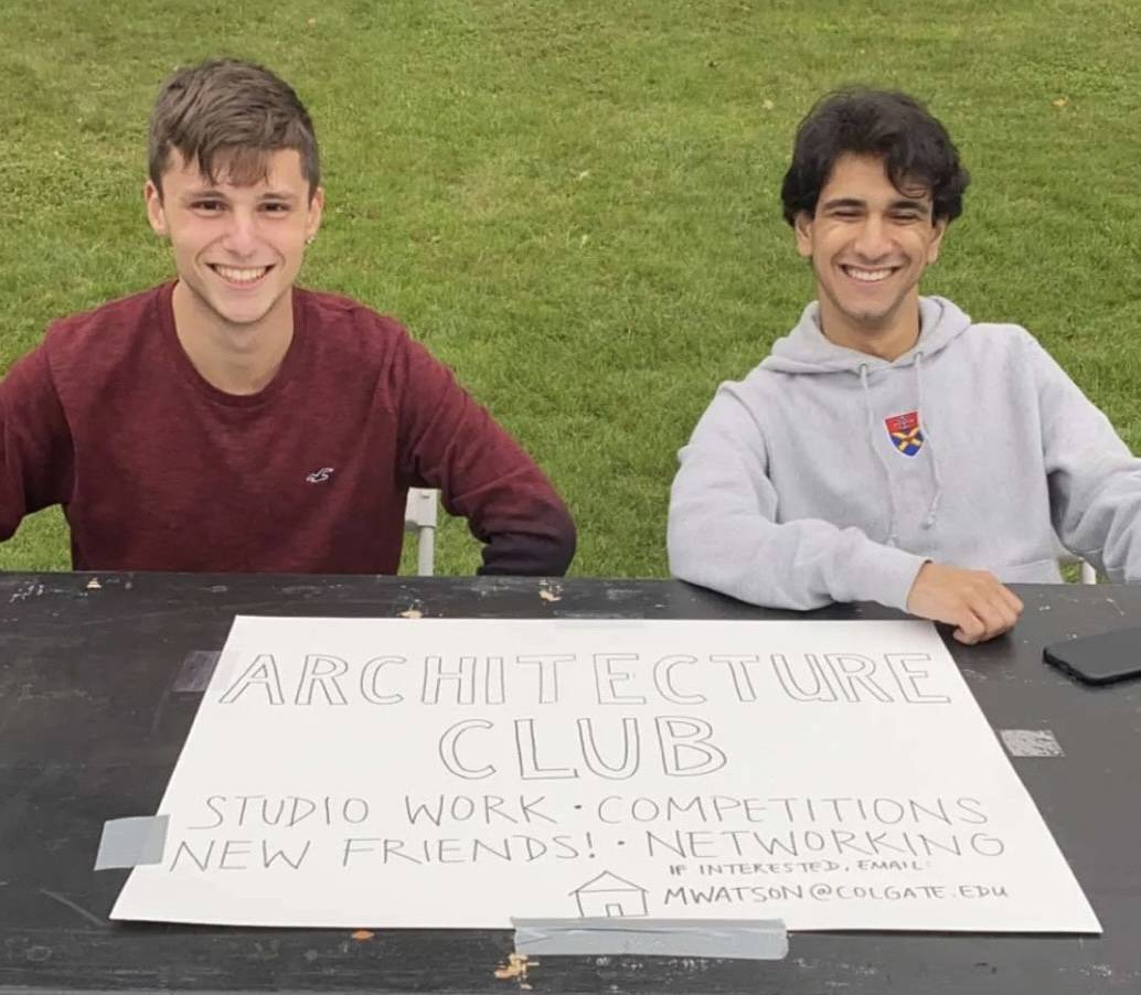 Joe with Ilyas Talwar ’24 as they table for the Architecture Club. Neither are a part of the club, yet enjoyed using creative liberties to encourage sign-ups