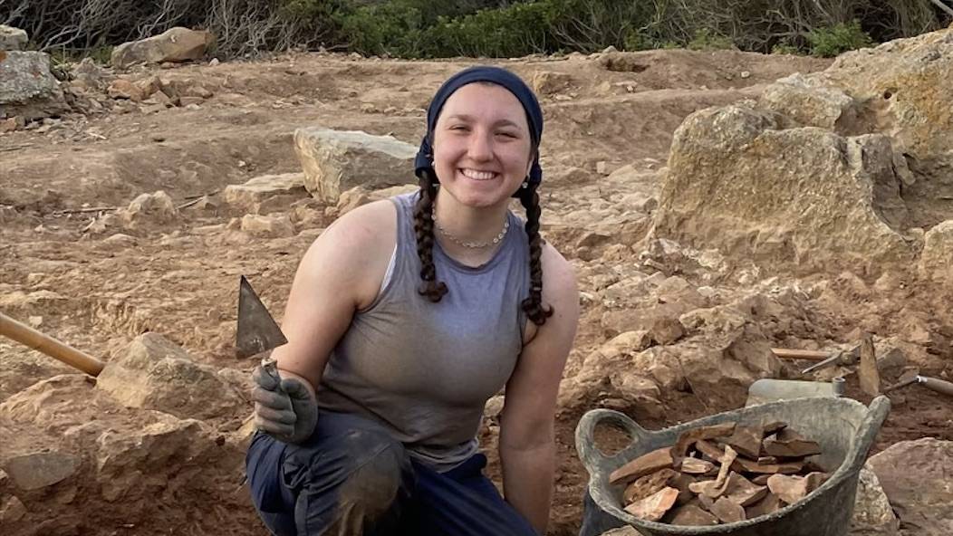 Caitlin at the Sanisera field site in Menorca, Spain