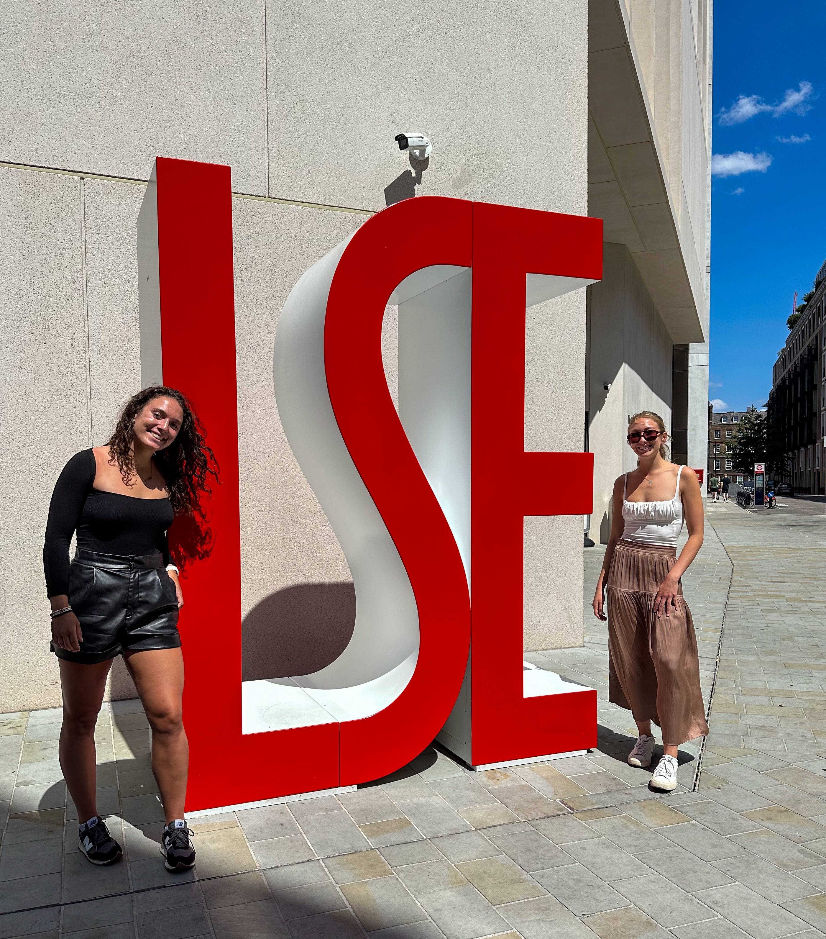 Jordan Juetten (right) in front of London School of Economics