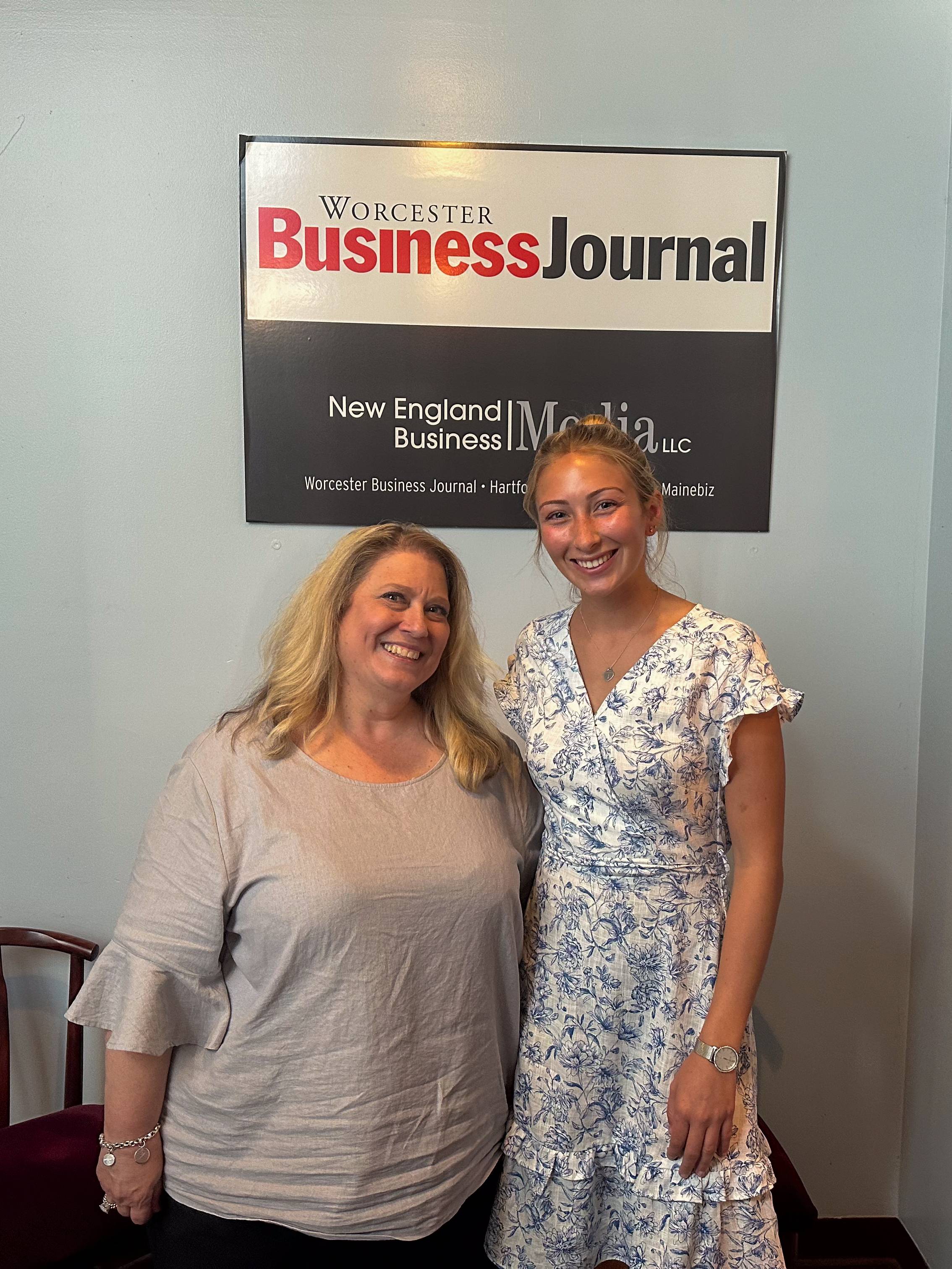 Jordan (right) at her internship with New England Business Media. 