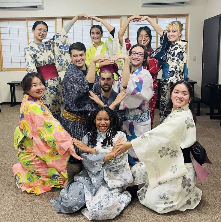 The Japan 2022 Study Group in Himi, Japan after making a type of kimono called yukatas