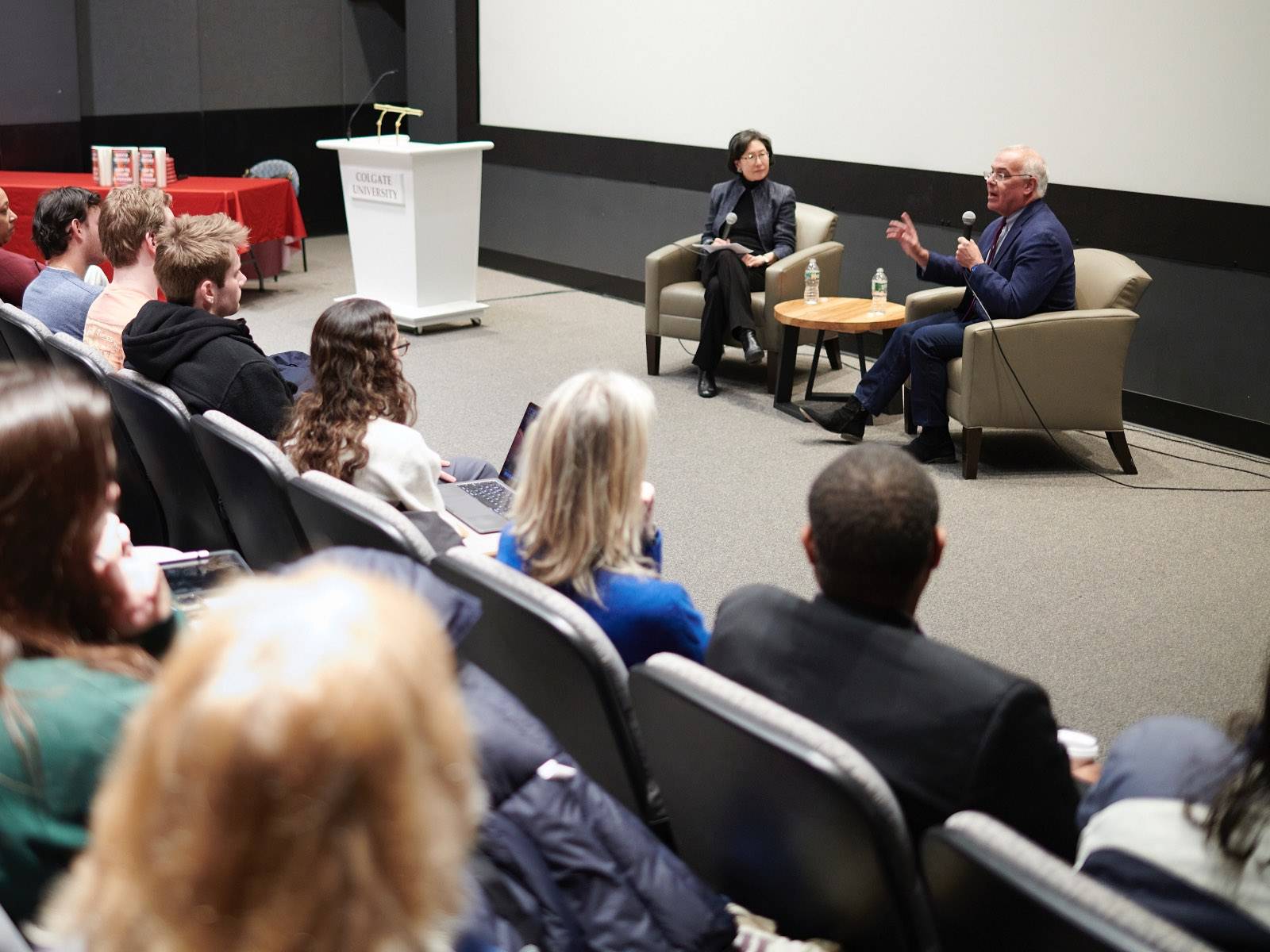 New York Times Op-ed columnist David Brooks joined Lampert Institute Director Illan Nam for a conversation about his book How to Know a Person on Feb. 20, 2024 in Golden Auditorium in Little Hall. 