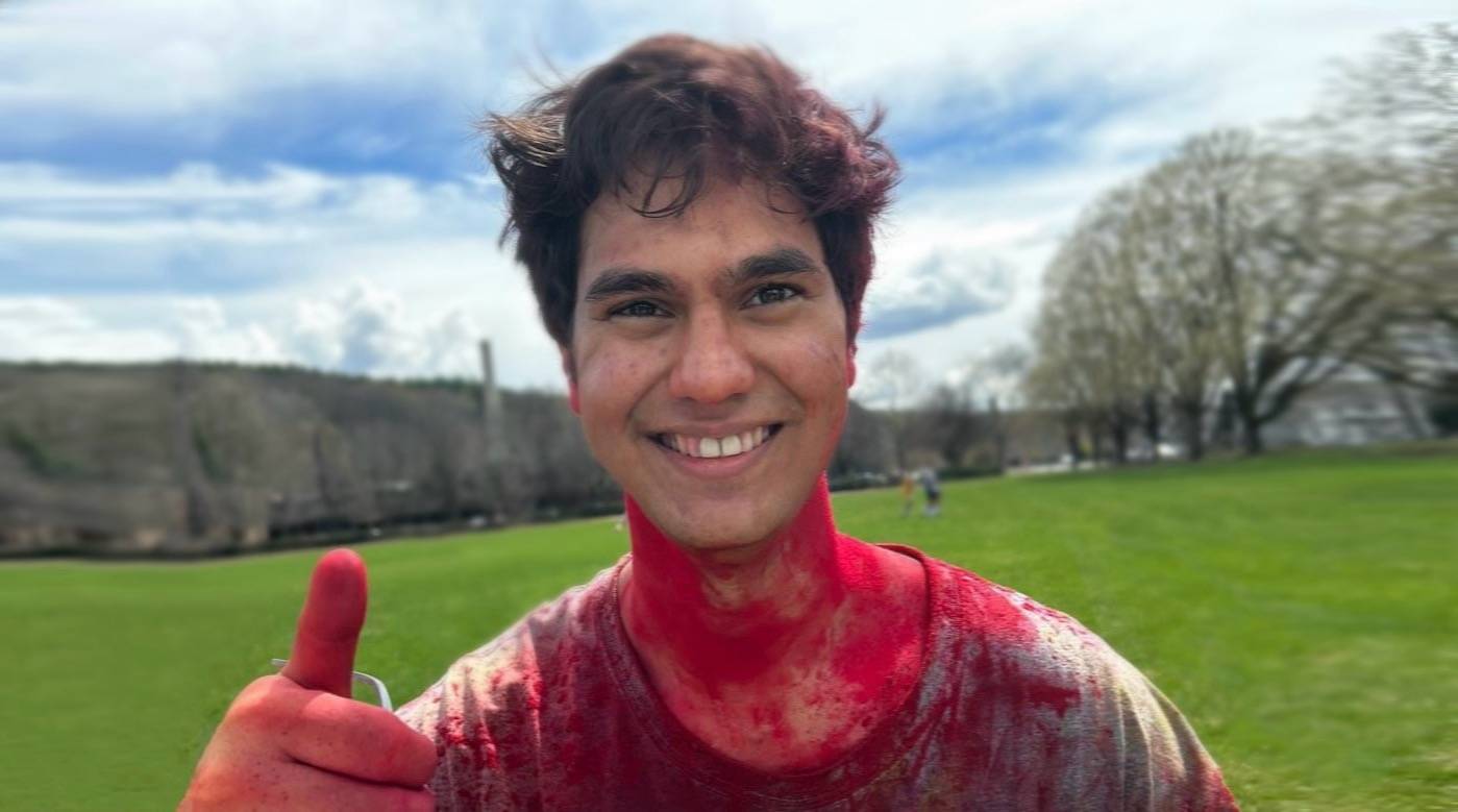 Nilesh outside during Holi.