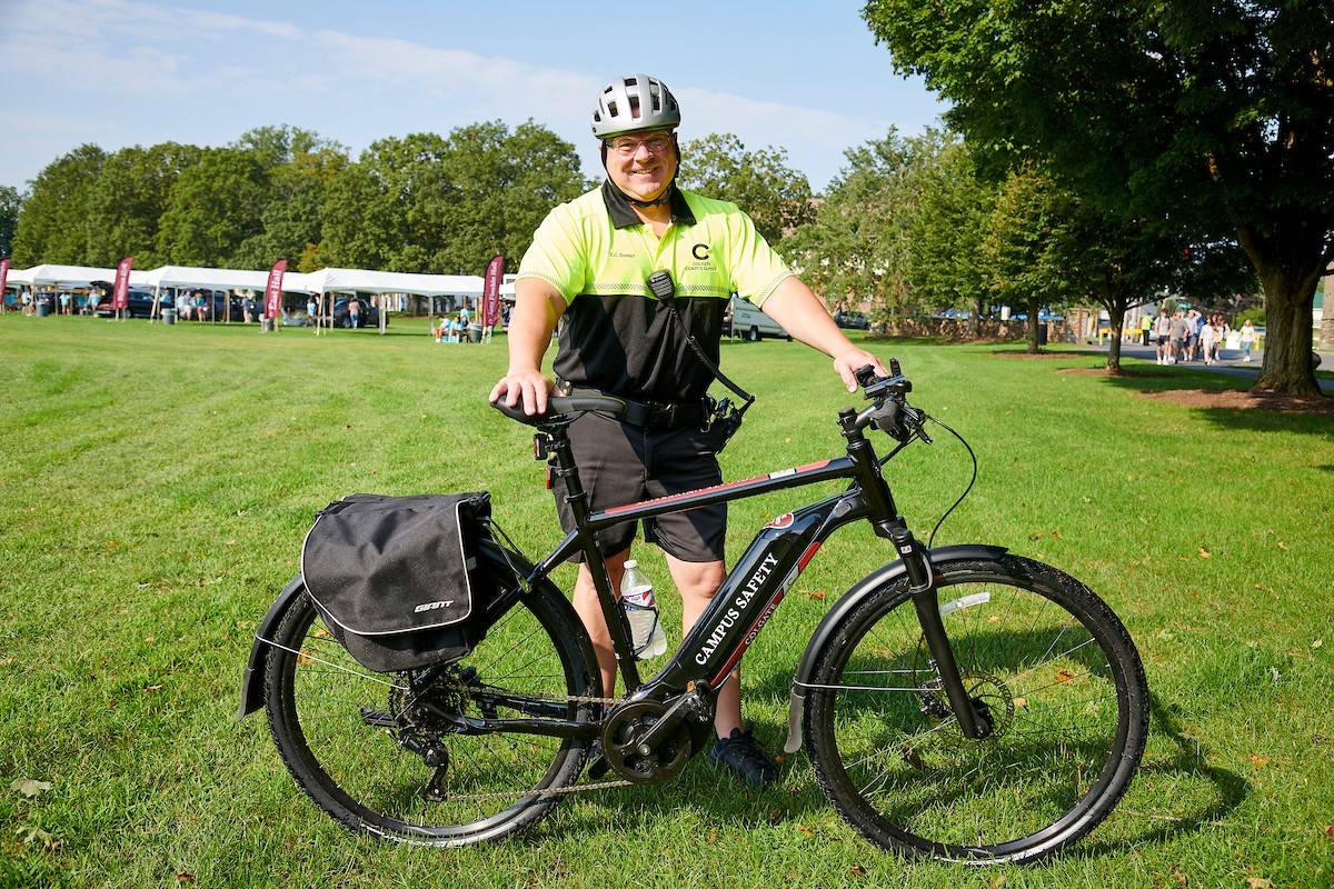 A campus safety officer on e-bike