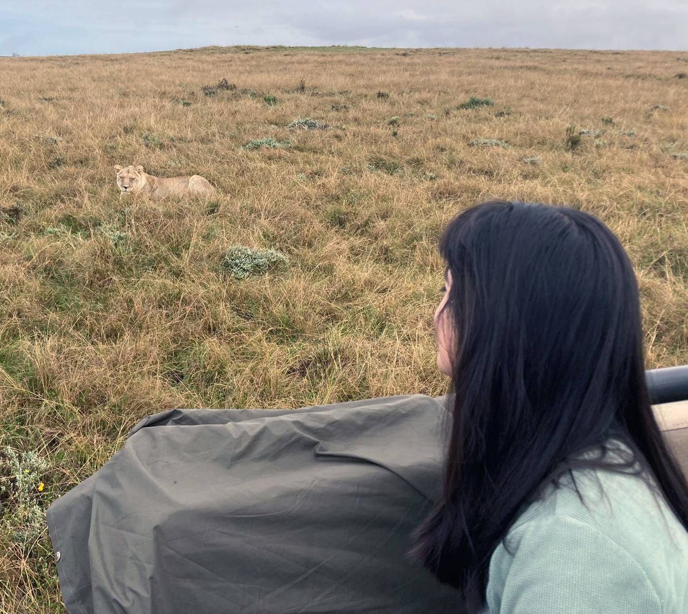 Barbara Gonzalez Fuentes ’25 observing animals on the reserve