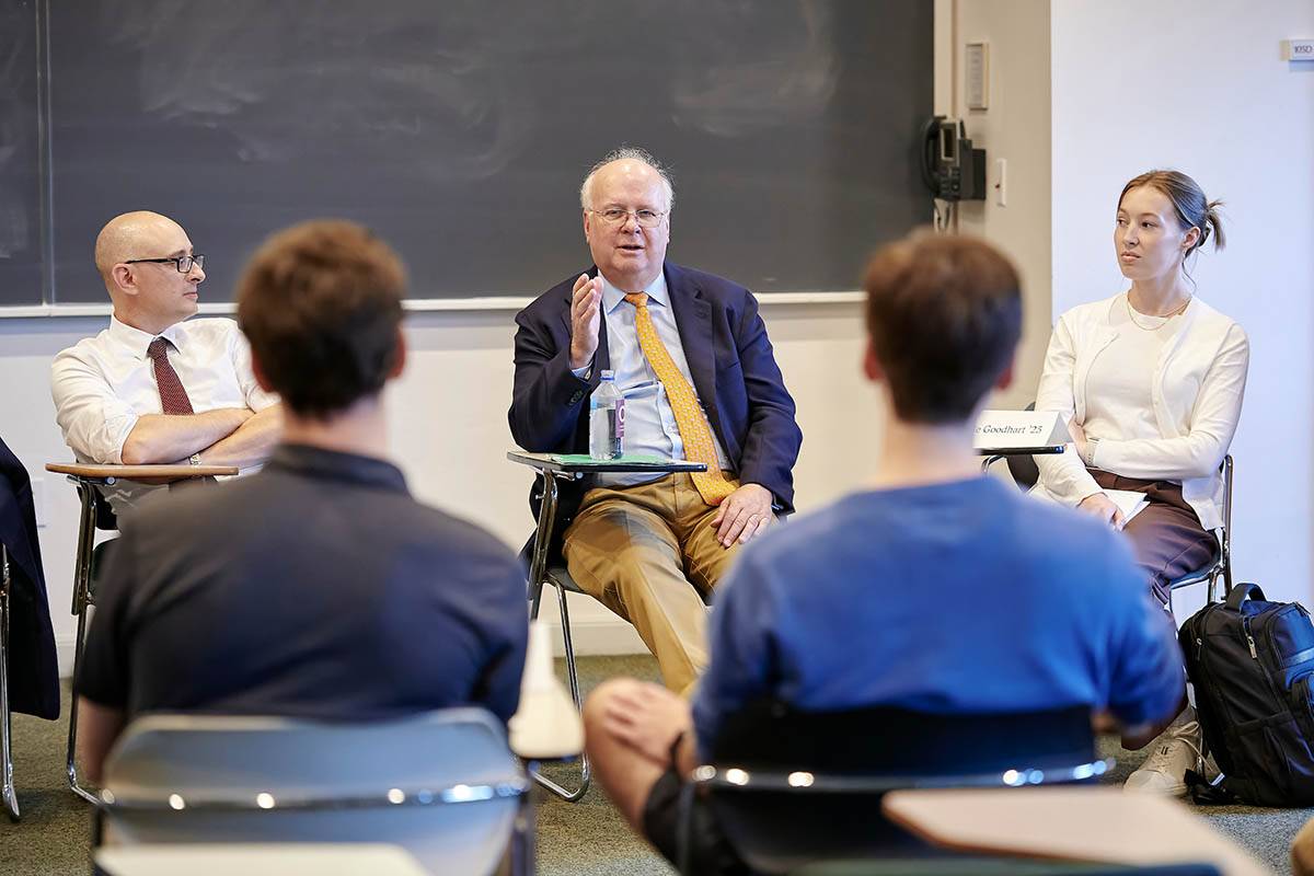 Guest Karl Rove joins a class discussion