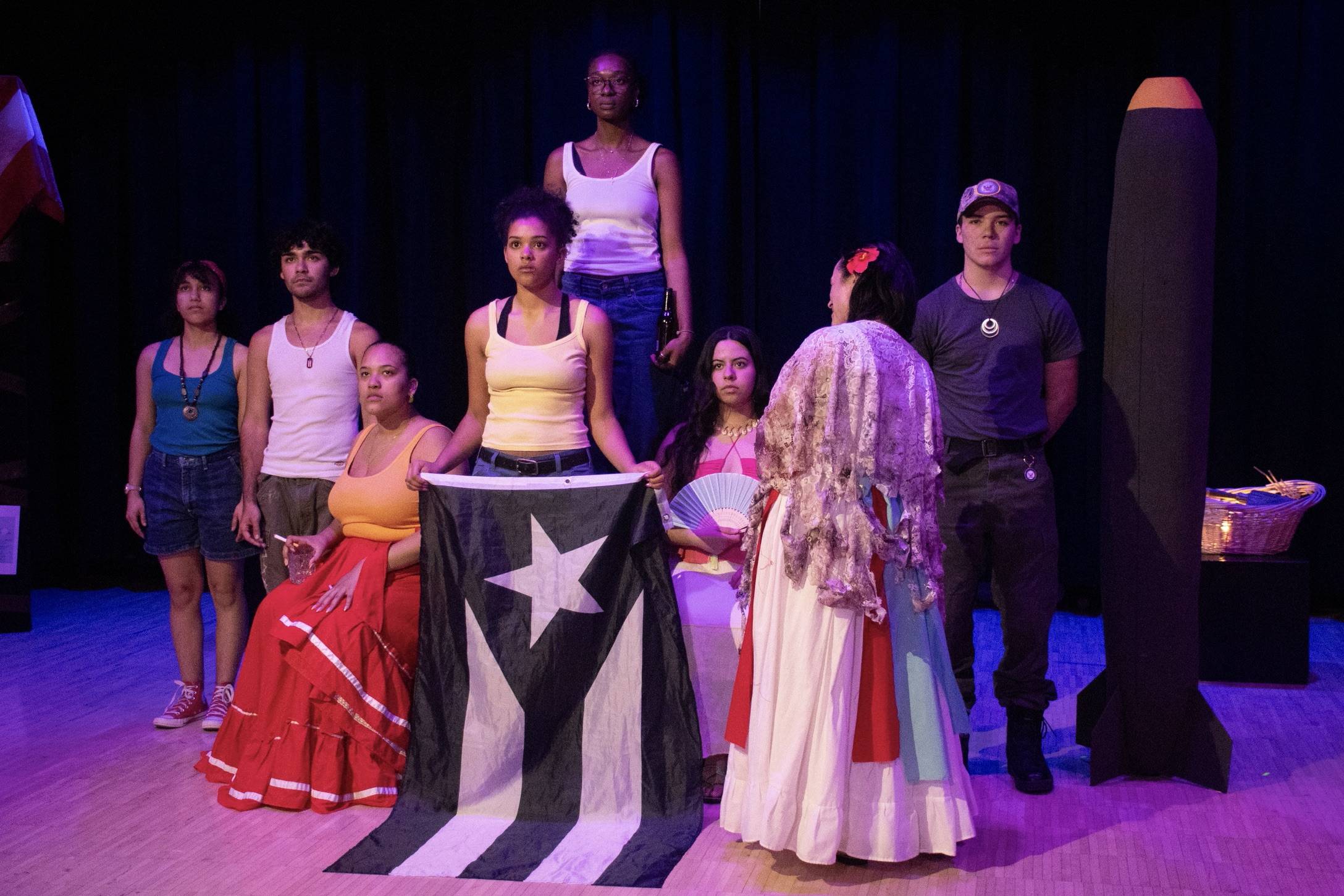 Joycelyn performing in the student-produced play Ni Una Bomba Más after taking a leap outside her comfort zone