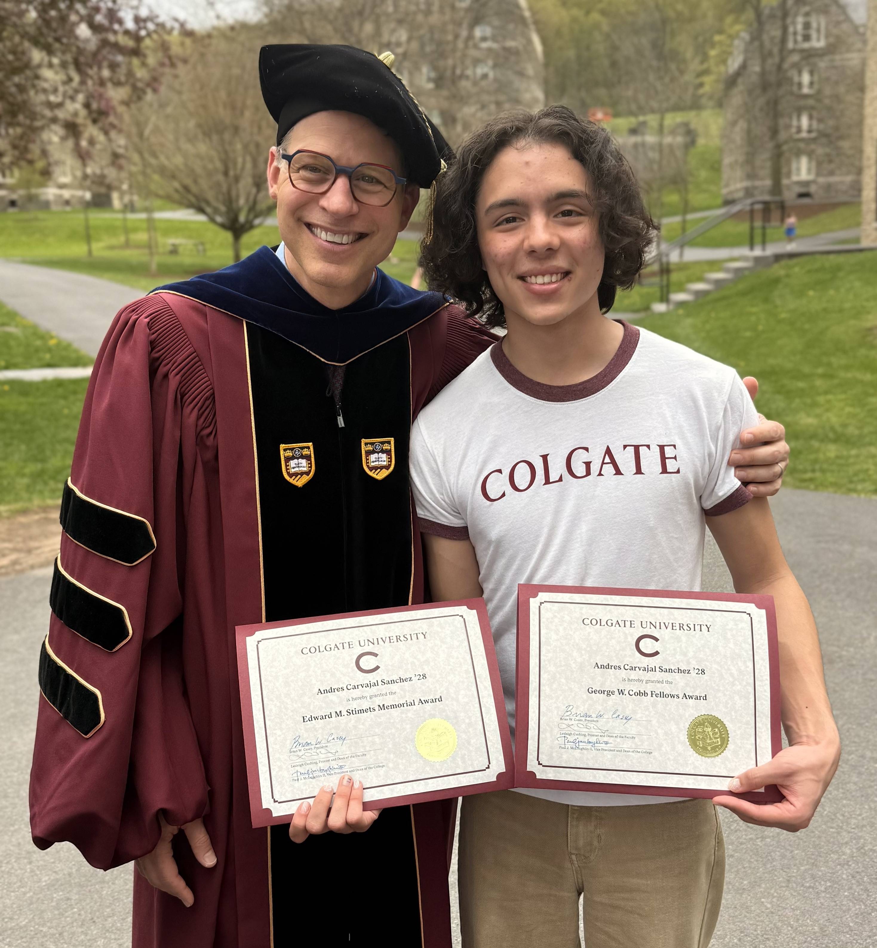Andres and Dean McLoughin after the 2025 awards convocation