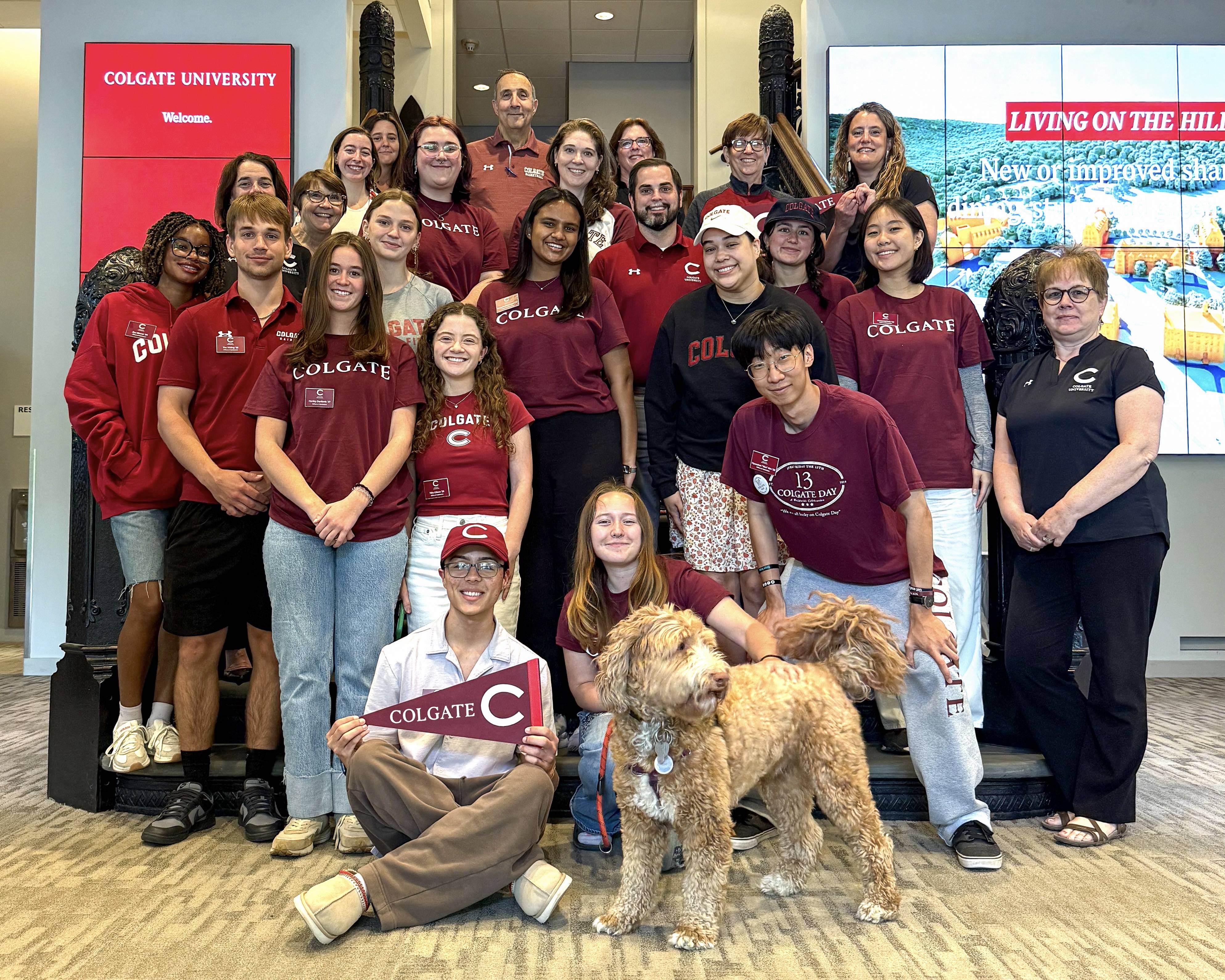 Andres and coworkers at the Office of Admission celebrating Colgate Day