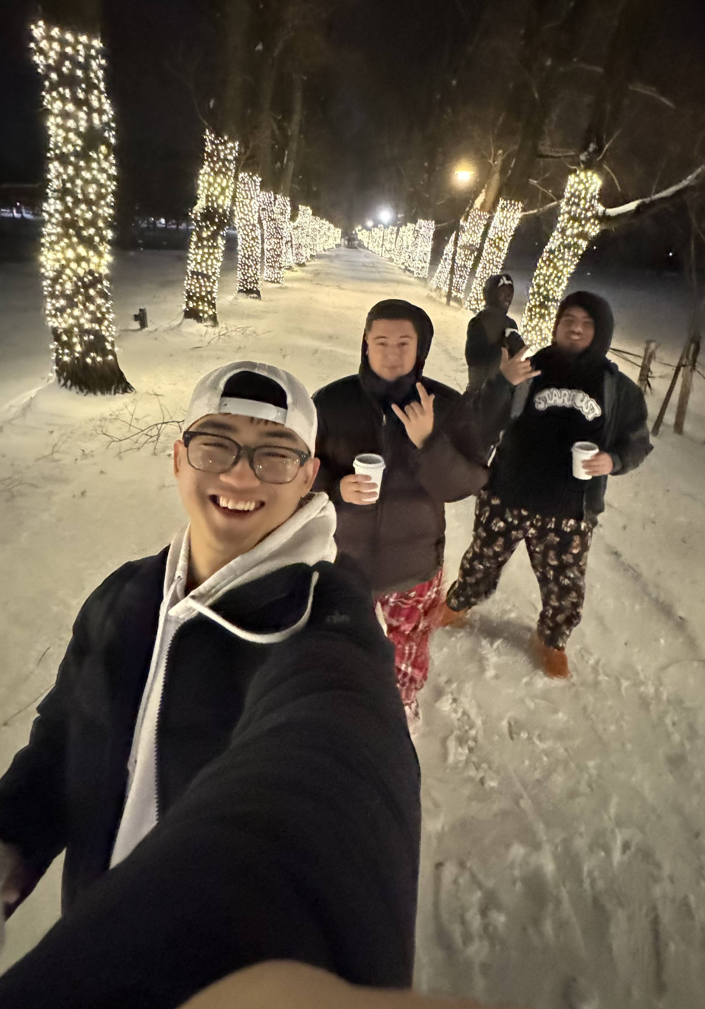 John Paul and friends enjoying snow on the Willow Path