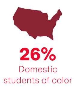 26% domestic students of color