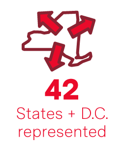 42 states represented
