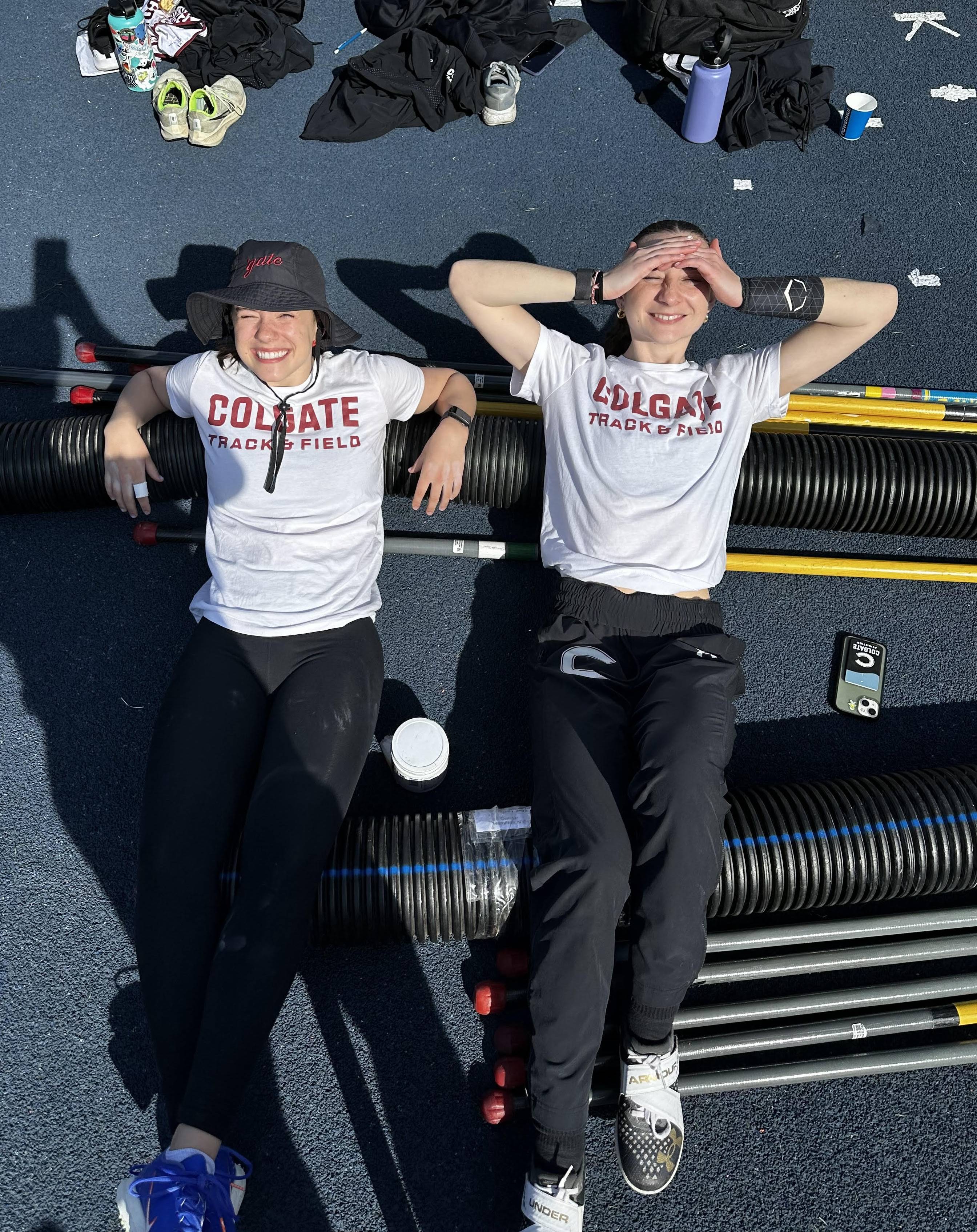 Julianna at a track meet with her teammate Elizabeth Driscoll '24
