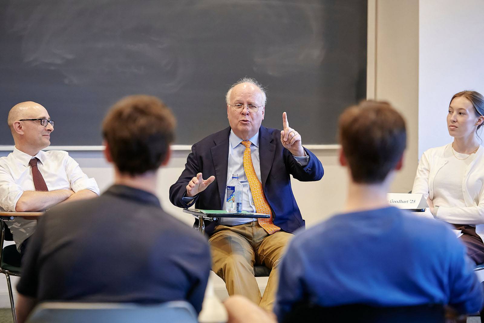 Karl Rove visits a class