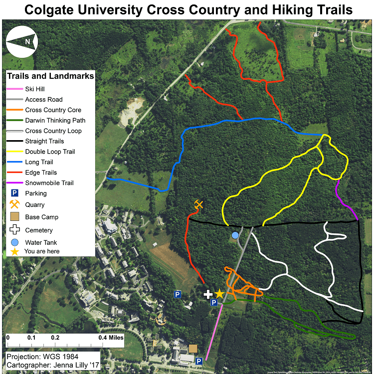 Colgate Cross Country Hiking Trails Map by J. Lilly '17