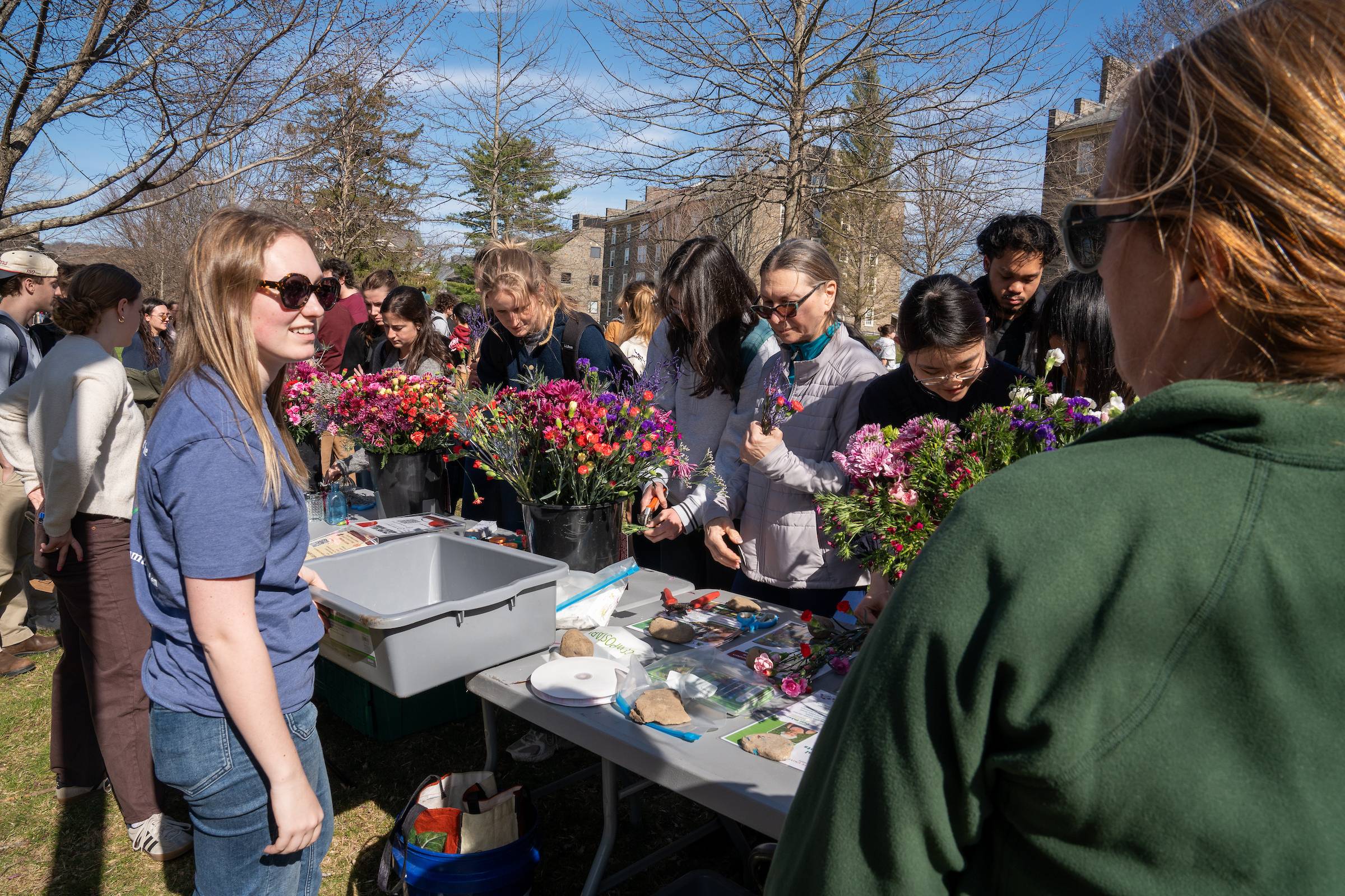Flower bouquet-making station