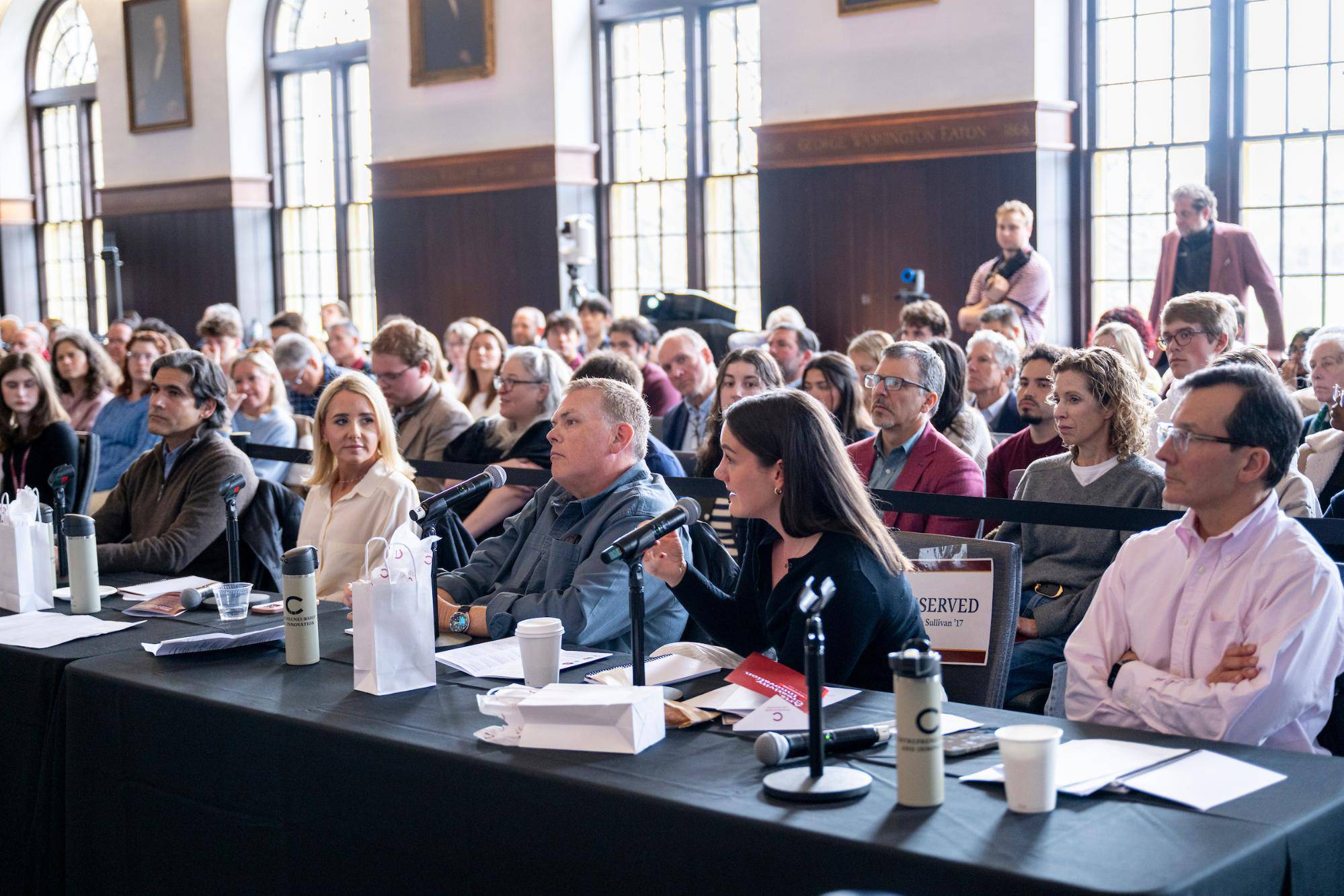 TIA Showcase Alumni Panel asking questions on student venture