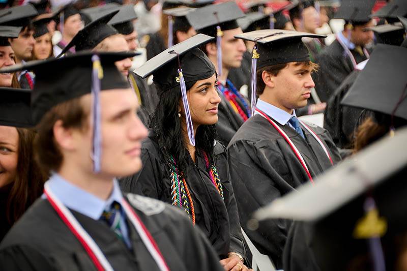 Students seated watching the Commencement ceremony