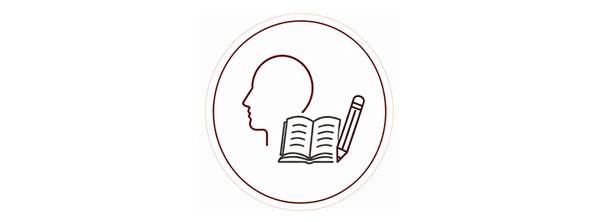 Icon of a person with book and pencil