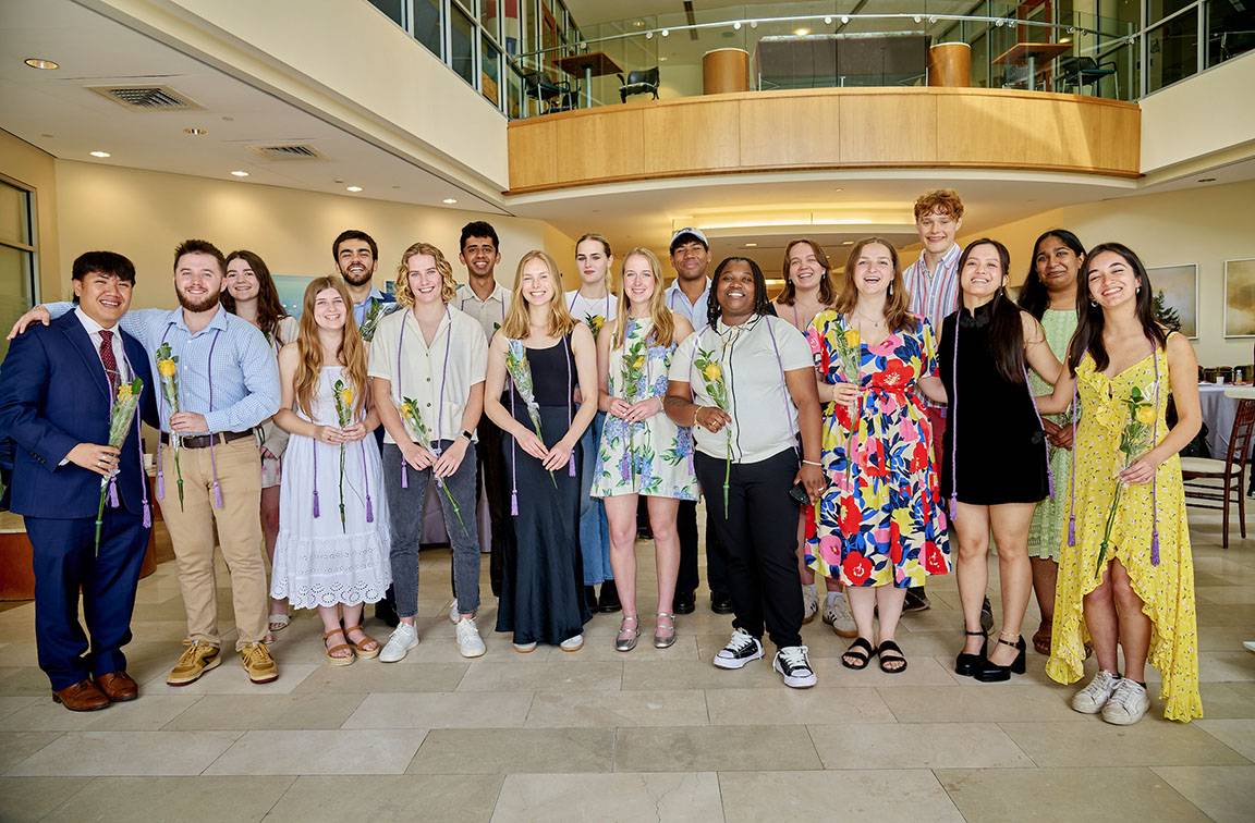 A group of students pose for a photo