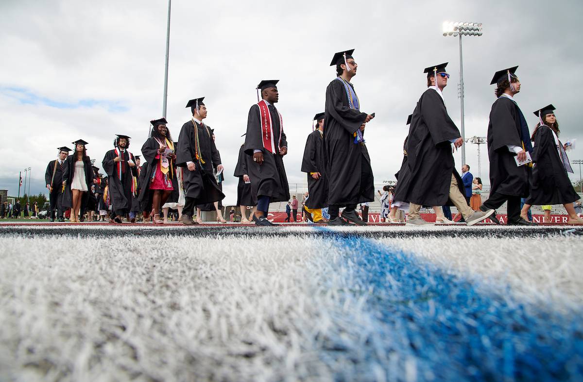 Students line up for commencement