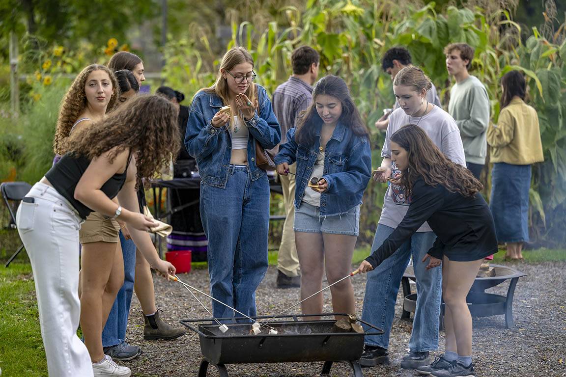 Students roast marshmallows