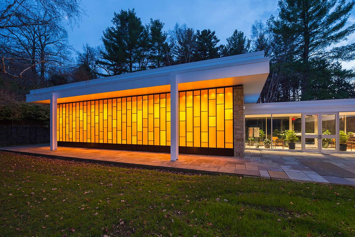 Chapel House lit up at night