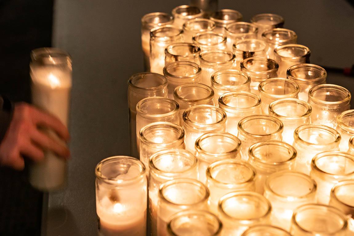 Prayer candles lit