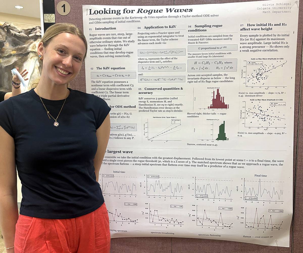 Olivia Schlegel ’27 presents her research during poster session