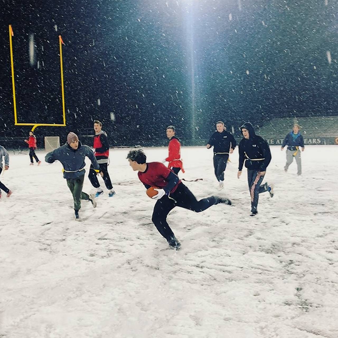 Football in the snow