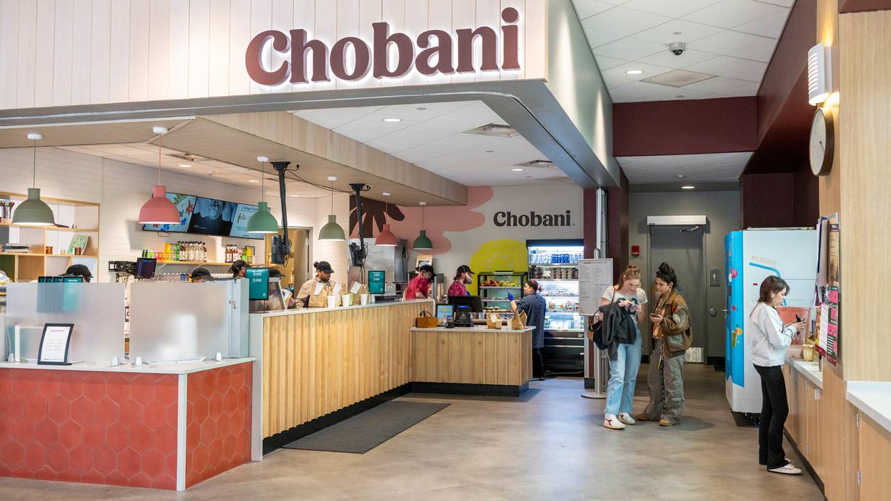 Students at the Chobani cafe