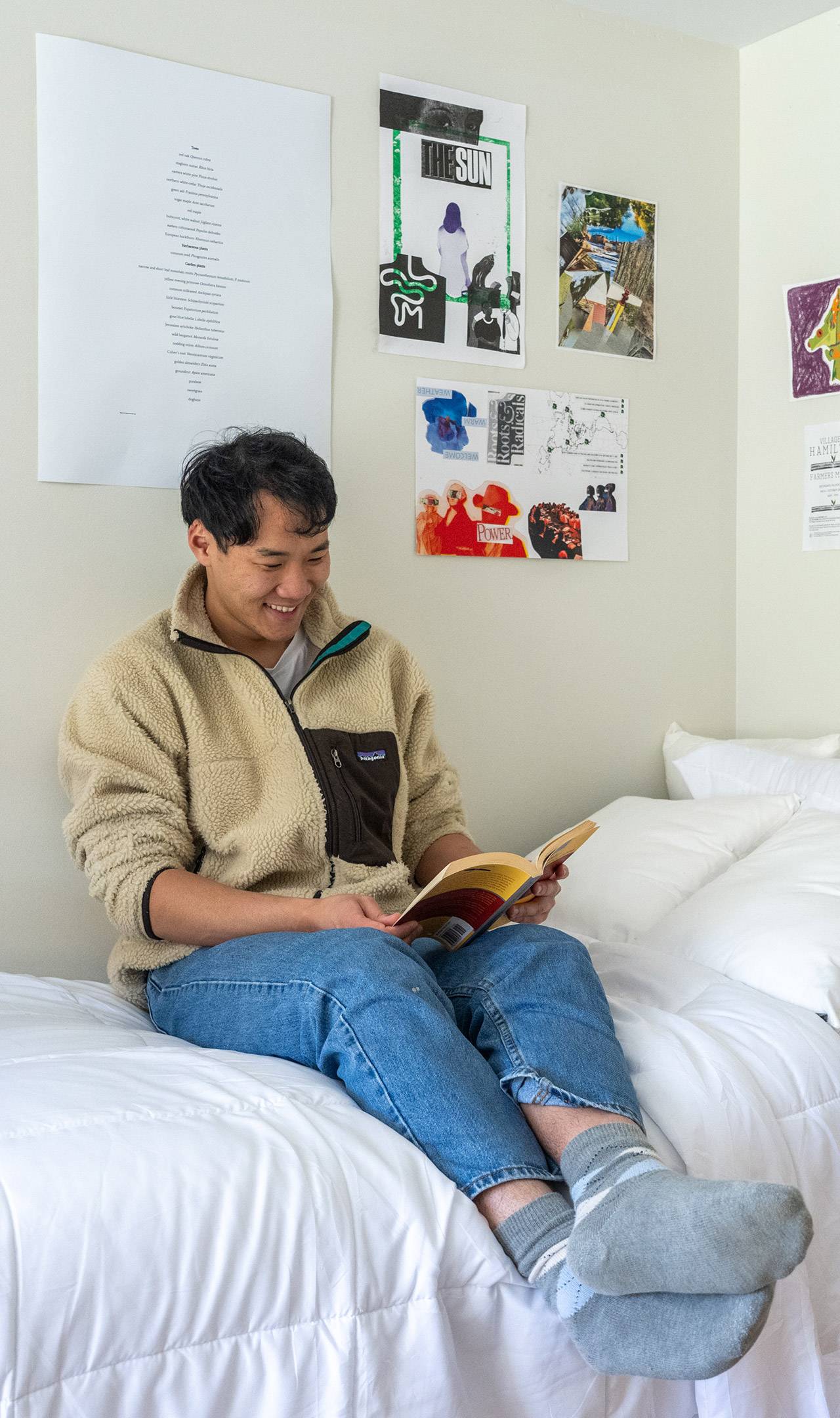 Student in dorm room