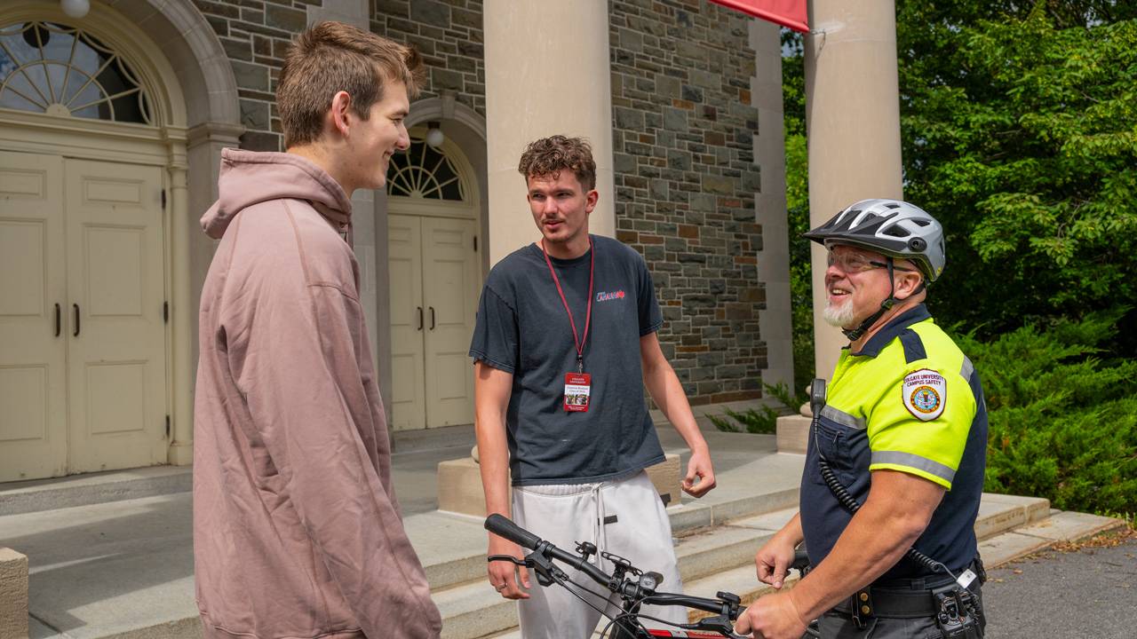 Campus Safety chatting with students