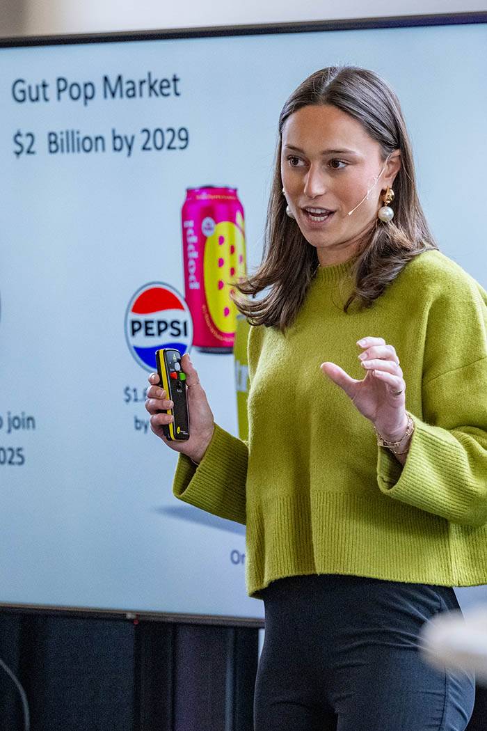 A student presents their business idea