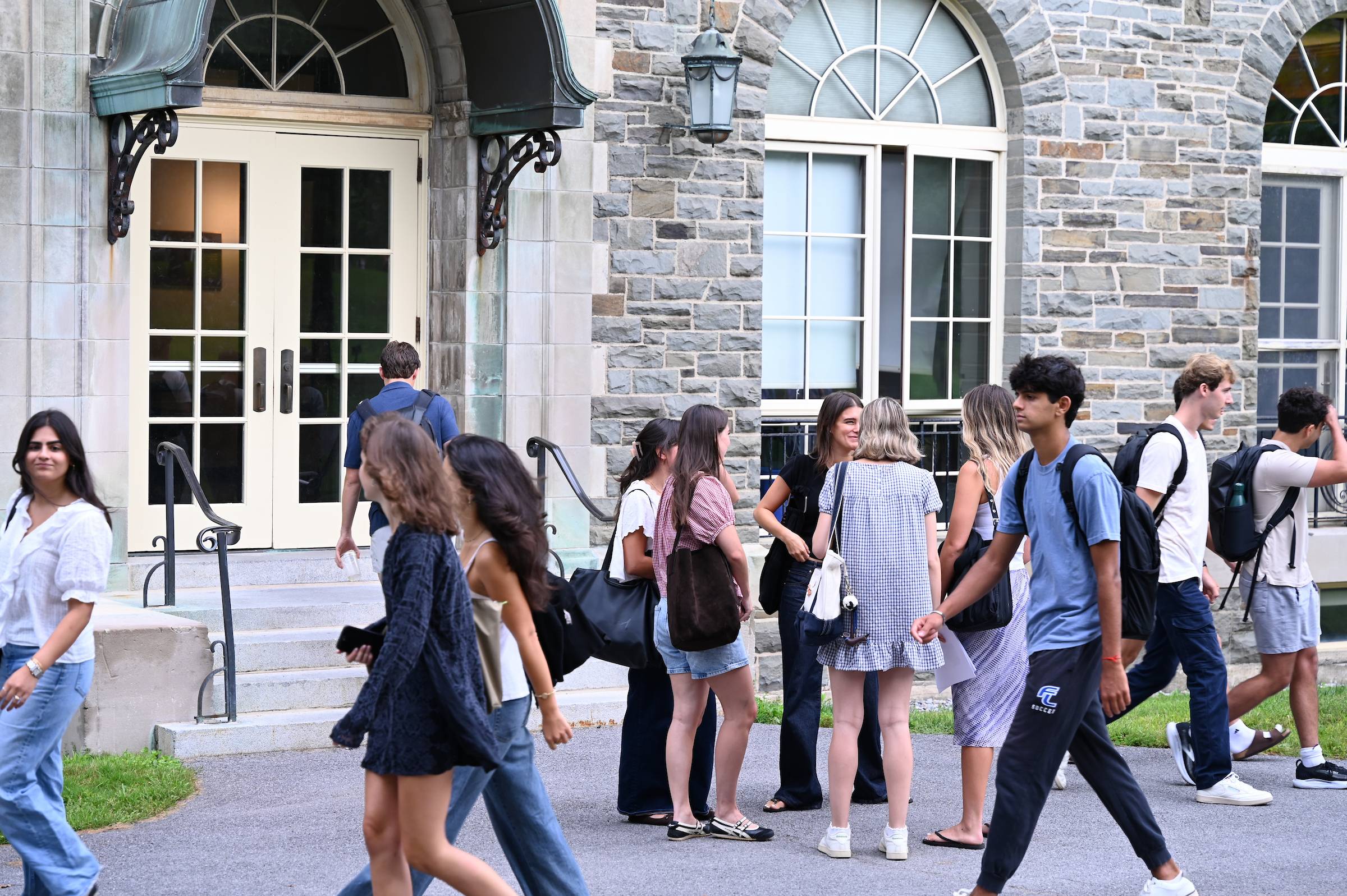 Students on the quad during first day of classes for the fall semester. 
