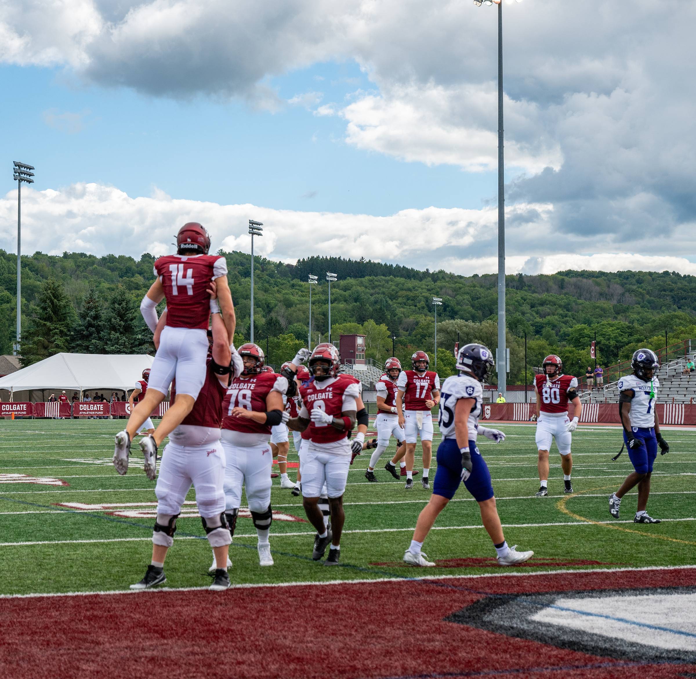 Football players on field