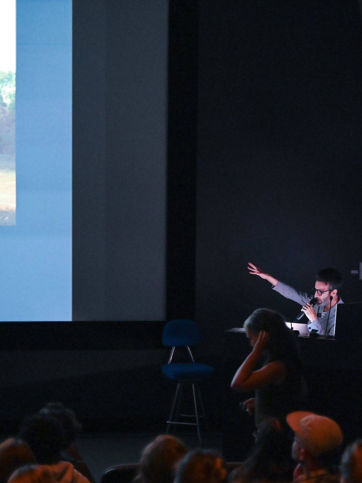 Adam Samuel Goldman ’94 giving a lecture in Little Hall