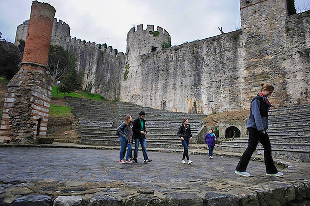 Students visiting a castle