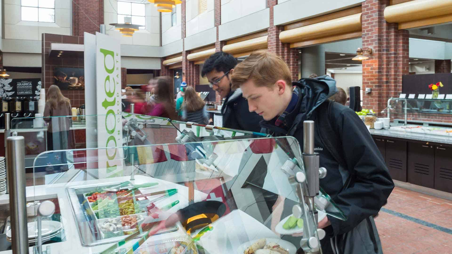 Students at the Rooted station in Frank Dining Hall