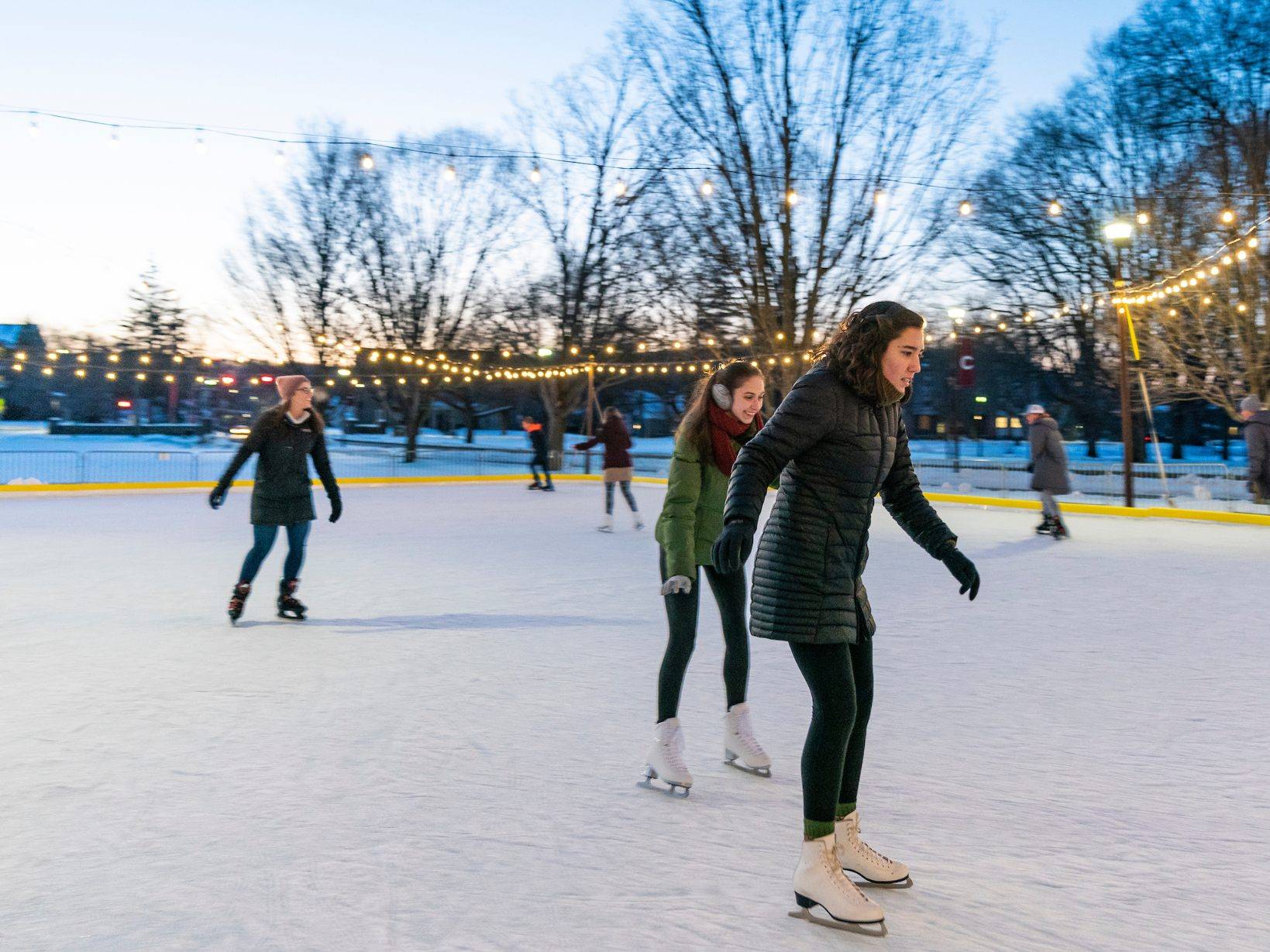 Colgate staff and students skate on the outdoor rink on Whitnall Field.