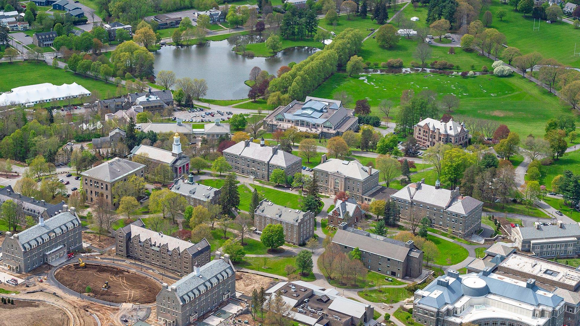 Aerial view of Colgate's campus