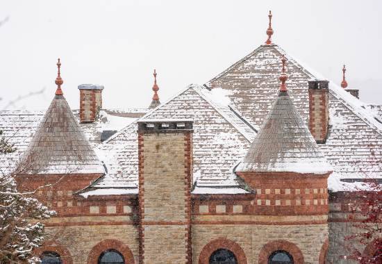 Admission Building covered in snow