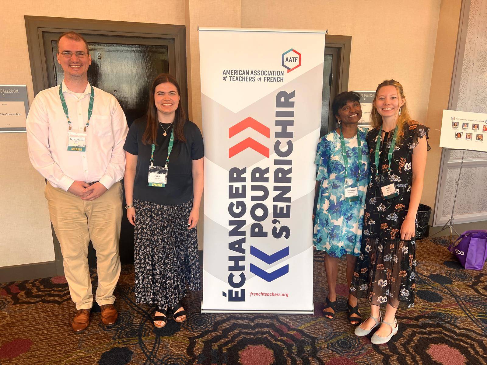 students Lucy Brewer '26 and Kaitlin Maratea '25, along with Faculty members Ramakrishnan (ROLA) and Sklyar (University Studies)