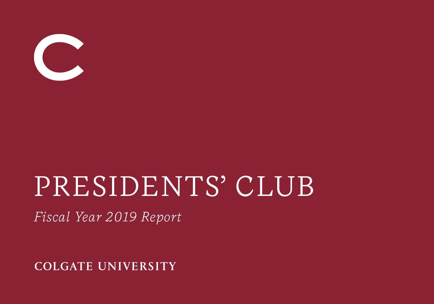 Cover page of Presidents' Club Report 2019