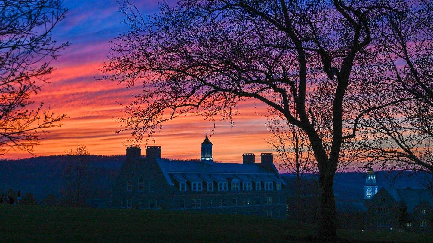 Sunset of upper campus April 2023