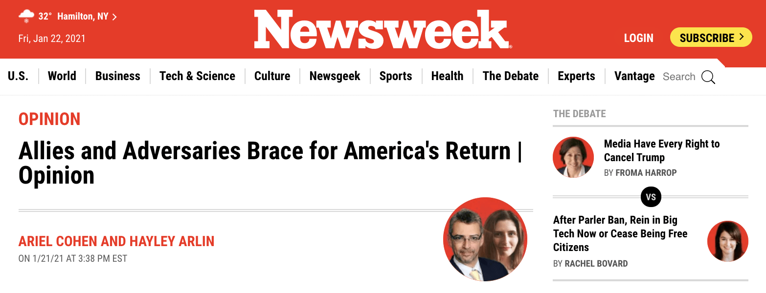 Screenshot of Newsweek opinion piece