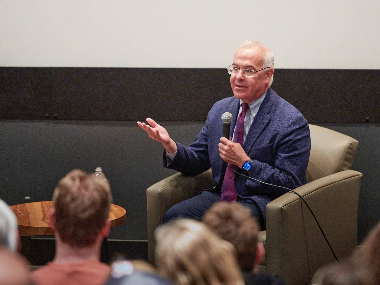 New York Times Op-ed columnist David Brooks discusses his book How to Know a Person on Feb. 20, 2024 in Golden Auditorium in Little Hall. 